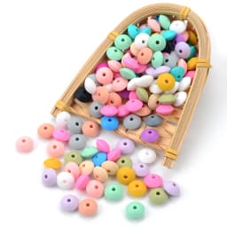 LOFCA 20pcs Silicone Lentil Beads 12mm BPA Free DIY For Silicone Jewelry Bracelet Necklace Accessories For Making Bracelets