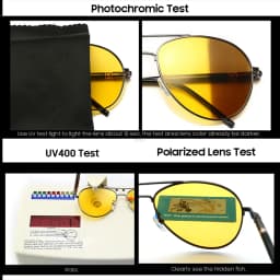 VIVIBEE Men Photochromic Night Vision Polarizing Sun Glasses Pilot Style Aluminum Women Polarized Driving Sunglasses Yellow