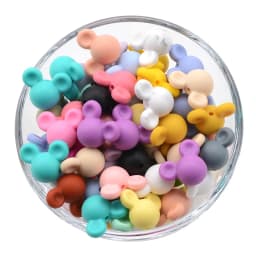 LOFCA Silicone Beads Mouse Beads 20pcs/lot Food Grade Silicone Beads Colorful Chew Necklace Bracelet Bangle Jewelry Making