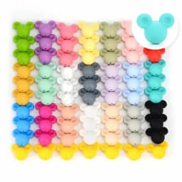 LOFCA Silicone Beads Mouse Beads 20pcs/lot Food Grade Silicone Beads Colorful Chew Necklace Bracelet Bangle Jewelry Making