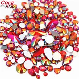 18g Mixed Bag About 300pcs Crystal Clear AB 3D Nail Art Rhinestones DIY Non Hotfix Flatback Acrylic Stones For Face Decorations