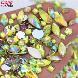 18g Mixed Bag About 300pcs Crystal Clear AB 3D Nail Art Rhinestones DIY Non Hotfix Flatback Acrylic Stones For Face Decorations