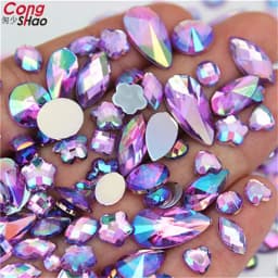 18g Mixed Bag About 300pcs Crystal Clear AB 3D Nail Art Rhinestones DIY Non Hotfix Flatback Acrylic Stones For Face Decorations