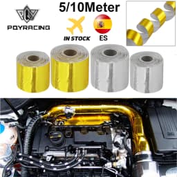 A Gold 2'' Thermal Exhaust Tape Air Intake Heat Insulation Shield Wrap Reflective Heat Barrier Self Adhesive Engine 2 Inch 5/10M
