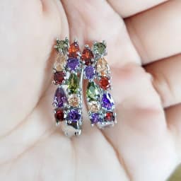Wholesale Slver Color Luxury 925 Sterling Silver Earrings Flash Colorful CZ Zircon Ear Studs Earrings Women Cheap Brincos