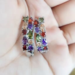 Wholesale Slver Color Luxury 925 Sterling Silver Earrings Flash Colorful CZ Zircon Ear Studs Earrings Women Cheap Brincos