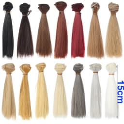 Factory Offer 5CM 15cm 25cm Black Blond Brown Khaki White Grey Color Short Straight Doll Wig for BJD Diy Fabric Art Doll Hair