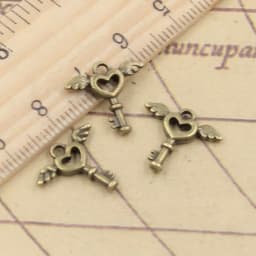 30pcs Charms Fly Key 14x14mm Antique Bronze Silver Color Pendants Making DIY Handmade Jewelry Factory Wholesale