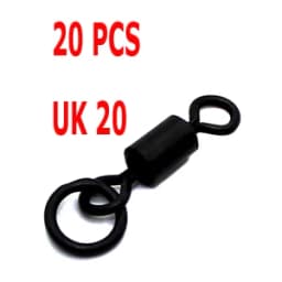 20PCS Carp Fishing Swivels Quick Change UK 8 11 20 Flexi Ring Swivels Matt Black Micro Hook Ring Link Ring with Rolling Swivel