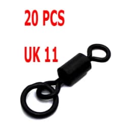 20PCS Carp Fishing Swivels Quick Change UK 8 11 20 Flexi Ring Swivels Matt Black Micro Hook Ring Link Ring with Rolling Swivel