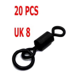 20PCS Carp Fishing Swivels Quick Change UK 8 11 20 Flexi Ring Swivels Matt Black Micro Hook Ring Link Ring with Rolling Swivel
