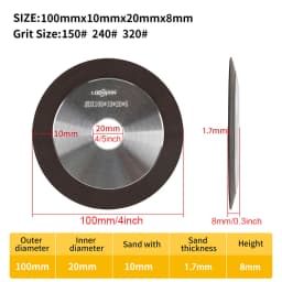 Diamond Grinding Wheel Rotary Abrasive Tool for Carbide Metal Steel Tungsten Steel Milling Cutter Tool Sharpener Grinde 150Grit