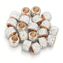 LINSOIR 20pcs/lot 7X5/9X7mm Rhinestone Crystal Shambhala Ball Beads Gold Silver Color Big Hole Spacer Beads for Jewelry Making