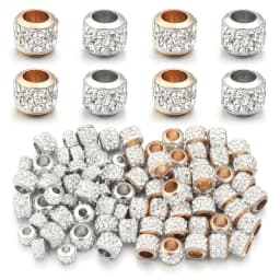 LINSOIR 20pcs/lot 7X5/9X7mm Rhinestone Crystal Shambhala Ball Beads Gold Silver Color Big Hole Spacer Beads for Jewelry Making