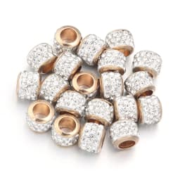 LINSOIR 20pcs/lot 7X5/9X7mm Rhinestone Crystal Shambhala Ball Beads Gold Silver Color Big Hole Spacer Beads for Jewelry Making