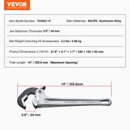 SucceBuy Pipe Wrench Aluminum Straight Pipe Wrench Adjustable Plumbing Wrench High Strength Jaw & Ergonomic Handle Automotive