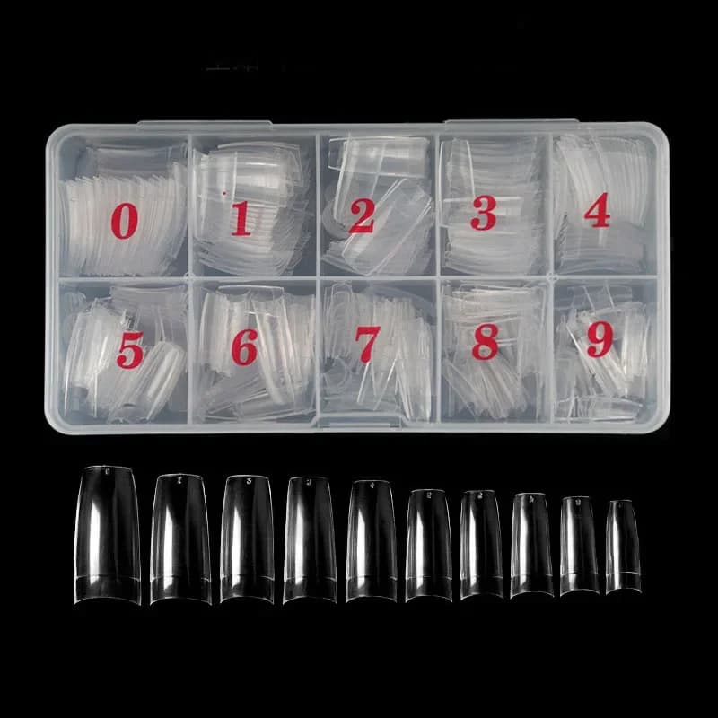 500Pcs Acrylic Fake Nails Set Transparent Artificial Half Cover Full Cover French Easy Application Manicure False Nails Capsules