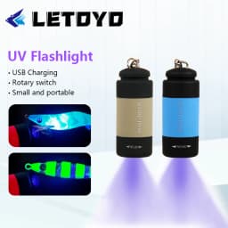 LETOYO UV USB Flashlights Led Mini Light Portable Rechargeable Waterproof Flashlight for squid jig metal jig Sea fishing tools