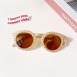 New Children Cute Checker Panel Color Round UV400 Sunglasses Baby Girls Outdoor Sun Protection Sunglasses Kid Sun Glasses
