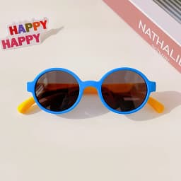New Children Cute Checker Panel Color Round UV400 Sunglasses Baby Girls Outdoor Sun Protection Sunglasses Kid Sun Glasses