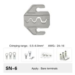 Crimping Tool Pliers Crimp Jaw Set, 4mm Slot Jaws, SN-48BS/58B/02C/2546B/2549/06/X6/06WF/03H, Used for Crimping Terminals
