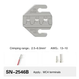 Crimping Tool Pliers Crimp Jaw Set, 4mm Slot Jaws, SN-48BS/58B/02C/2546B/2549/06/X6/06WF/03H, Used for Crimping Terminals