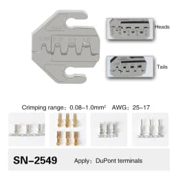 Crimping Tool Pliers Crimp Jaw Set, 4mm Slot Jaws, SN-48BS/58B/02C/2546B/2549/06/X6/06WF/03H, Used for Crimping Terminals