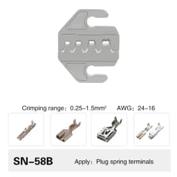 Crimping Tool Pliers Crimp Jaw Set, 4mm Slot Jaws, SN-48BS/58B/02C/2546B/2549/06/X6/06WF/03H, Used for Crimping Terminals
