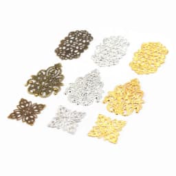 10/20/50 Mixed Bronze Tone Filigree Wraps Connectors Metal Crafts Gift Decoration Jewelry Making Findings DIY