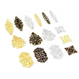 10/20/50 Mixed Bronze Tone Filigree Wraps Connectors Metal Crafts Gift Decoration Jewelry Making Findings DIY