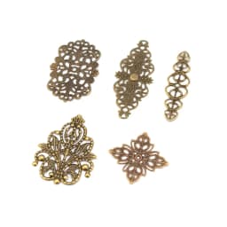 10/20/50 Mixed Bronze Tone Filigree Wraps Connectors Metal Crafts Gift Decoration Jewelry Making Findings DIY