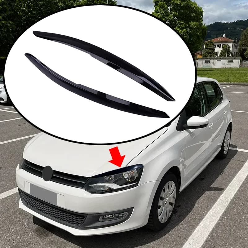 Fit For VW 2010 2011 2012 2013 2014 2015 2016 2017 2Pcs Polo Mk5 6R Headlamp Eyebrow Eyelid Cover Decorative Trim Accessories