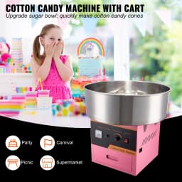 SucceBuy Electric Cotton Candy Machine Commercial Floss Maker with Stainless Steel Bowl Sugar Scoop Drawer for Birthday Party
