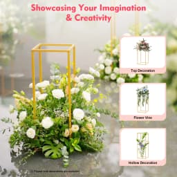 4Pcs Wedding Flower Stand Set, Gold Metal Column Rack Floor Geometric Display Stand Wedding Centerpieces Party Prop Decor Holder