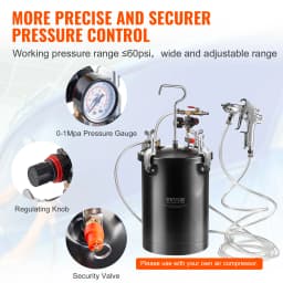SucceBuy Spray Paint Pressure Pot 15L Pressure Pot Tank 60psi Adjustale Pressure Steel Pressure Pot Paint Tank Spray Gun Hose