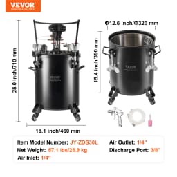 SucceBuy Spray Paint Pressure Pot 15L Pressure Pot Tank 60psi Adjustale Pressure Steel Pressure Pot Paint Tank Spray Gun Hose