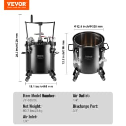 SucceBuy Spray Paint Pressure Pot 15L Pressure Pot Tank 60psi Adjustale Pressure Steel Pressure Pot Paint Tank Spray Gun Hose