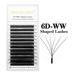 MASSCAKU 3D 4D 5D6D W Shape Eyelashes Clover Bloom Handmade Premade Natural Soft Light Lashes Items Fake Lash