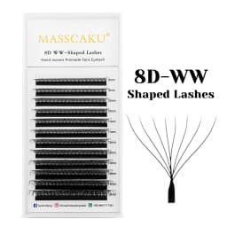 MASSCAKU 3D 4D 5D6D W Shape Eyelashes Clover Bloom Handmade Premade Natural Soft Light Lashes Items Fake Lash