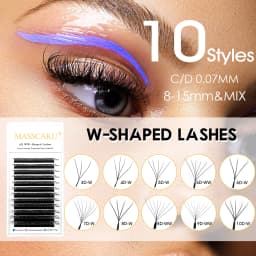 MASSCAKU 3D 4D 5D6D W Shape Eyelashes Clover Bloom Handmade Premade Natural Soft Light Lashes Items Fake Lash