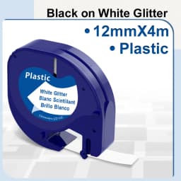 91200 91331 Compatible for Dymo Letra Tag Plastic Tape 12mm*4m Black on White LT 91331 12267 LT 91201 12267 for LT-100H LT-100