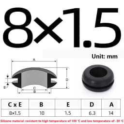 High Temperature Resistant Silicone Double-sided Protective Coil Snap in Ring Grommet Insulation Over Hole Plug With Card Slot
