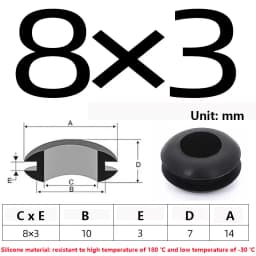 High Temperature Resistant Silicone Double-sided Protective Coil Snap in Ring Grommet Insulation Over Hole Plug With Card Slot