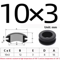 High Temperature Resistant Silicone Double-sided Protective Coil Snap in Ring Grommet Insulation Over Hole Plug With Card Slot