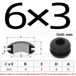 High Temperature Resistant Silicone Double-sided Protective Coil Snap in Ring Grommet Insulation Over Hole Plug With Card Slot