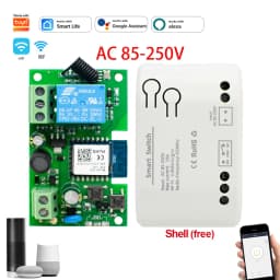 Wifi Smart Home Module Relay Switch 2CH AC DC 220V 7-32V Remote Control 433Receiver Works with Tuya Smartlife Alexa Google Home