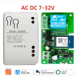 Wifi Smart Home Module Relay Switch 2CH AC DC 220V 7-32V Remote Control 433Receiver Works with Tuya Smartlife Alexa Google Home
