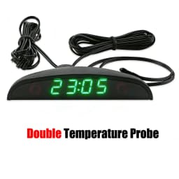 White Red Blue Green 12-24V Moon Type Thermometer Voltmeter Clock LED Display Car Dashboard Clock Dual Temperature Sensor