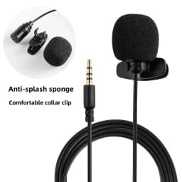 MC01A Portable External 3.5mm Hands-Free Mini Wired Collar Clip Lapel Lavalier Microphone for PC Laptop Lound Speaker