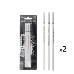 SeamiArt 3Pcs White Soft/Medium/Hard Charcoal Pencil for Sketch Carbon Pen Sketch Art Tools Office School Supplies Pencils